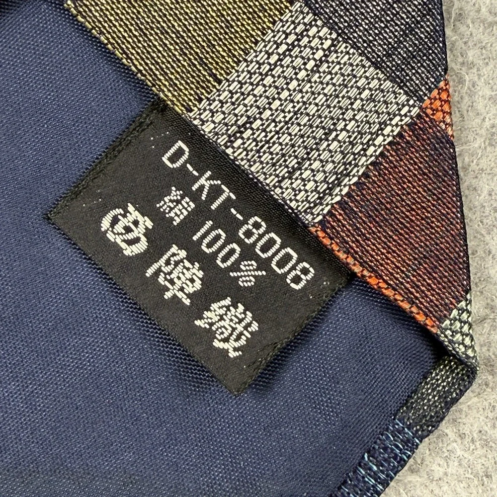 Rainbow Kyoto Japan 100% Silk Geometric Mosaic Checker Tie 55x3.5